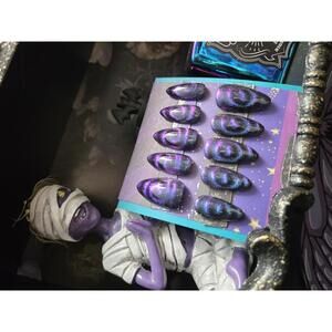 Galaxy swirl cat eye press on nails custom made